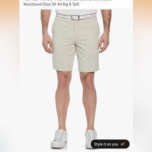 PGA Tour Men's Flat-Front Golf Shorts in Sand with pockets